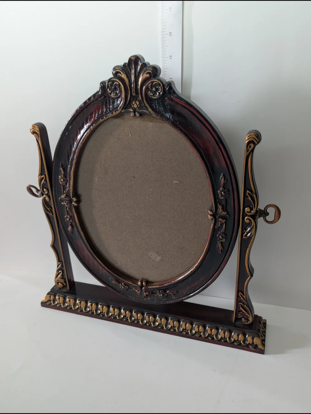Ornate Oval Table Photo Frame in Dark Mahogany  and Gold Vintage Victorian style